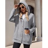 Zeagoo Hoodie for Women Hooded Sweatshirt Button Hoodies With Pockets Comfy Fleece Jackets 2026 Fashion S-3XL(Light Gray)