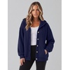 Zeagoo Hoodie for Women Hooded Sweatshirt Button Hoodies With Pockets Comfy Fleece Jackets 2026 Fashion S-3XL(Navy Blue)