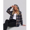 Zeagoo Hoodie for Women Hooded Sweatshirt Button Hoodies With Pockets Comfy Fleece Jackets 2026 Fashion S-3XL(Navy Plaid)