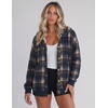 Zeagoo Hoodie for Women Hooded Sweatshirt Button Hoodies With Pockets Comfy Fleece Jackets 2026 Fashion S-3XL(Navy Plaid)