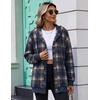 Zeagoo Hoodie for Women Hooded Sweatshirt Button Hoodies With Pockets Comfy Fleece Jackets 2026 Fashion S-3XL(Navy Plaid)