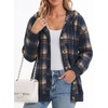 Zeagoo Hoodie for Women Hooded Sweatshirt Button Hoodies With Pockets Comfy Fleece Jackets 2026 Fashion S-3XL(Navy Plaid)