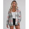 Zeagoo Hoodie for Women Hooded Sweatshirt Button Hoodies With Pockets Comfy Fleece Jackets 2026 Fashion S-3XL(Pink Plaid)