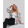 Zeagoo Hoodie for Women Hooded Sweatshirt Button Hoodies With Pockets Comfy Fleece Jackets 2026 Fashion S-3XL(Pink Plaid)