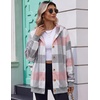 Zeagoo Hoodie for Women Hooded Sweatshirt Button Hoodies With Pockets Comfy Fleece Jackets 2026 Fashion S-3XL(Pink Plaid)