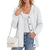 Zeagoo Hoodie for Women Hooded Sweatshirt Button Hoodies With Pockets Comfy Fleece Jackets 2026 Fashion S-3XL(White)