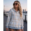 Zeagoo Hoodies for Women Casual Button Sweatshirt Oversized Fall Clothes(Blue Plaid)