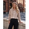 Zeagoo Hoodies for Women Casual Button Sweatshirt Oversized Fall Clothes(Brown Plaid)