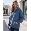 Zeagoo Hoodies for Women Casual Button Sweatshirt Oversized Fall Clothes(Gray Blue)
