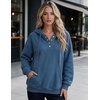 Zeagoo Hoodies for Women Casual Button Sweatshirt Oversized Fall Clothes(Gray Blue)