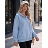 Zeagoo Hoodies for Women Casual Button Sweatshirt Oversized Fall Clothes(Light Blue)