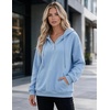 Zeagoo Hoodies for Women Casual Button Sweatshirt Oversized Fall Clothes(Light Blue)