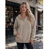 Zeagoo Hoodies for Women Casual Button Sweatshirt Oversized Fall Clothes(Moon Grey)