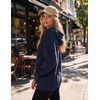 Zeagoo Hoodies for Women Casual Button Sweatshirt Oversized Fall Clothes(Navy)