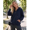 Zeagoo Hoodies for Women Casual Button Sweatshirt Oversized Fall Clothes(Navy)
