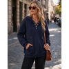 Zeagoo Hoodies for Women Casual Button Sweatshirt Oversized Fall Clothes(Navy)