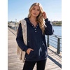 Zeagoo Hoodies for Women Casual Button Sweatshirt Oversized Fall Clothes(Navy)