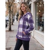 Zeagoo Hoodies for Women Casual Button Sweatshirt Oversized Fall Clothes(Purple Plaid)