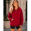 Zeagoo Hoodies for Women Casual Button Sweatshirt Oversized Fall Clothes(Red)