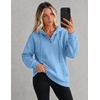 Zeagoo Hoodies for Women Casual Button Sweatshirt Oversized Fall Clothes(Sea Blue)