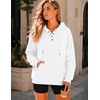Zeagoo Hoodies for Women Casual Button Sweatshirt Oversized Fall Clothes(White)