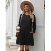 Zeagoo Long Sleeve Tunic Dress Button Crew Neck Casual Fall A-Line Dress(A01-black)