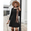 Zeagoo Long Sleeve Tunic Dress Button Crew Neck Casual Fall A-Line Dress(A01-black)