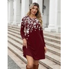 Zeagoo Long Sleeve Tunic Dress Button Crew Neck Casual Fall A-Line Dress(Red Floral)