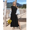 Zeagoo Summer Dresses for Women 2026 Long Maxi Sundresses Loose Split Wrinkle-Free Beach Travel Vacation Clothes(A01-black)