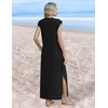Zeagoo Summer Dresses for Women 2026 Long Maxi Sundresses Loose Split Wrinkle-Free Beach Travel Vacation Clothes(A01-black)