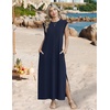 Zeagoo Summer Dresses for Women 2026 Long Maxi Sundresses Loose Split Wrinkle-Free Beach Travel Vacation Clothes(A02-blue)