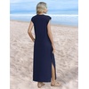 Zeagoo Summer Dresses for Women 2026 Long Maxi Sundresses Loose Split Wrinkle-Free Beach Travel Vacation Clothes(A02-blue)