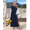 Zeagoo Summer Dresses for Women 2026 Long Maxi Sundresses Loose Split Wrinkle-Free Beach Travel Vacation Clothes(A02-blue)