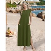 Zeagoo Summer Dresses for Women 2026 Long Maxi Sundresses Loose Split Wrinkle-Free Beach Travel Vacation Clothes(A03-green)