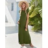 Zeagoo Summer Dresses for Women 2026 Long Maxi Sundresses Loose Split Wrinkle-Free Beach Travel Vacation Clothes(A03-green)