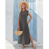 Zeagoo Summer Dresses for Women 2026 Long Maxi Sundresses Loose Split Wrinkle-Free Beach Travel Vacation Clothes(Dark Gray)
