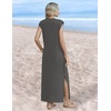 Zeagoo Summer Dresses for Women 2026 Long Maxi Sundresses Loose Split Wrinkle-Free Beach Travel Vacation Clothes(Dark Gray)