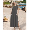 Zeagoo Summer Dresses for Women 2026 Long Maxi Sundresses Loose Split Wrinkle-Free Beach Travel Vacation Clothes(Dark Gray)