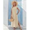 Zeagoo Summer Dresses for Women 2026 Long Maxi Sundresses Loose Split Wrinkle-Free Beach Travel Vacation Clothes(Light Brown)