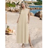 Zeagoo Summer Dresses for Women 2026 Long Maxi Sundresses Loose Split Wrinkle-Free Beach Travel Vacation Clothes(Light Brown)