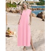 Zeagoo Summer Dresses for Women 2026 Long Maxi Sundresses Loose Split Wrinkle-Free Beach Travel Vacation Clothes(Light Rose)