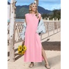 Zeagoo Summer Dresses for Women 2026 Long Maxi Sundresses Loose Split Wrinkle-Free Beach Travel Vacation Clothes(Light Rose)
