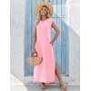 Zeagoo Summer Dresses for Women 2026 Long Maxi Sundresses Loose Split Wrinkle-Free Beach Travel Vacation Clothes(Light Rose)
