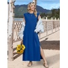 Zeagoo Summer Dresses for Women 2026 Long Maxi Sundresses Loose Split Wrinkle-Free Beach Travel Vacation Clothes(Navy Blue)