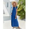 Zeagoo Summer Dresses for Women 2026 Long Maxi Sundresses Loose Split Wrinkle-Free Beach Travel Vacation Clothes(Navy Blue)