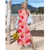 Zeagoo Summer Dresses for Women 2026 Long Maxi Sundresses Loose Split Wrinkle-Free Beach Travel Vacation Clothes(Red Flowers)