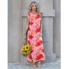 Zeagoo Summer Dresses for Women 2026 Long Maxi Sundresses Loose Split Wrinkle-Free Beach Travel Vacation Clothes(Red Flowers)