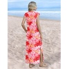 Zeagoo Summer Dresses for Women 2026 Long Maxi Sundresses Loose Split Wrinkle-Free Beach Travel Vacation Clothes(Red Flowers)