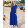 Zeagoo Summer Dresses for Women 2026 Long Maxi Sundresses Loose Split Wrinkle-Free Beach Travel Vacation Clothes(Royal Blue)