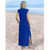 Zeagoo Summer Dresses for Women 2026 Long Maxi Sundresses Loose Split Wrinkle-Free Beach Travel Vacation Clothes(Royal Blue)